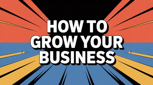 Bold YouTube thumbnail design with dramatic lighting and large text "HOW TO GROW YOUR BUSINESS", attention-grabbing, professional content creator style